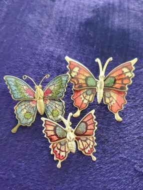 Vintage Butterfly Brooches - Set Of 3